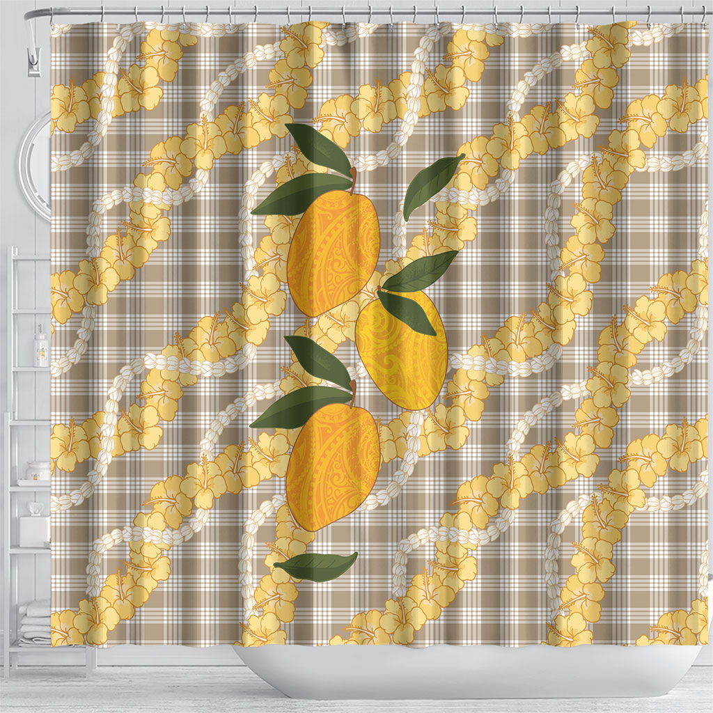 Maku'e Hawaiian Mango Palaka Shower Curtain Aloha Hibiscus Pikake Lei LT9 - Polynesian Pride