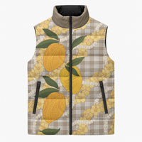 Maku'e Hawaiian Mango Palaka Sleeveless Puffer Jacket Aloha Hibiscus Pikake Lei LT9 Unisex Brown - Polynesian Pride