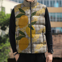 Maku'e Hawaiian Mango Palaka Sleeveless Puffer Jacket Aloha Hibiscus Pikake Lei LT9 - Polynesian Pride