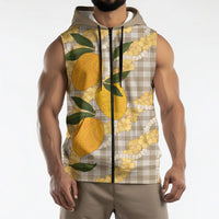 Maku'e Hawaiian Mango Palaka Sleeveless Zip Hoodie Aloha Hibiscus Pikake Lei LT9 - Polynesian Pride