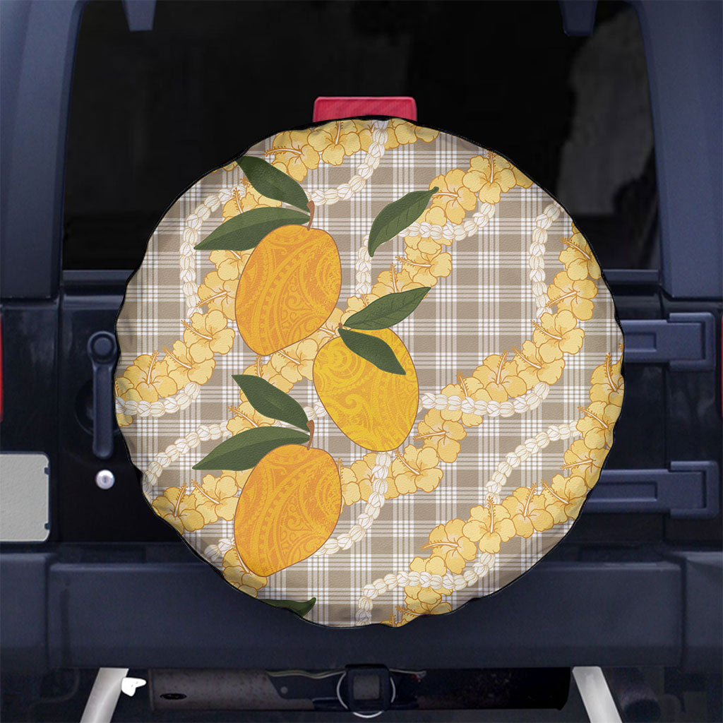 Maku'e Hawaiian Mango Palaka Spare Tire Cover Aloha Hibiscus Pikake Lei LT9 No hole Brown - Polynesian Pride