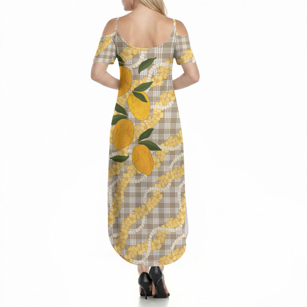 Maku'e Hawaiian Mango Palaka Summer Maxi Dress Aloha Hibiscus Pikake Lei LT9 - Polynesian Pride