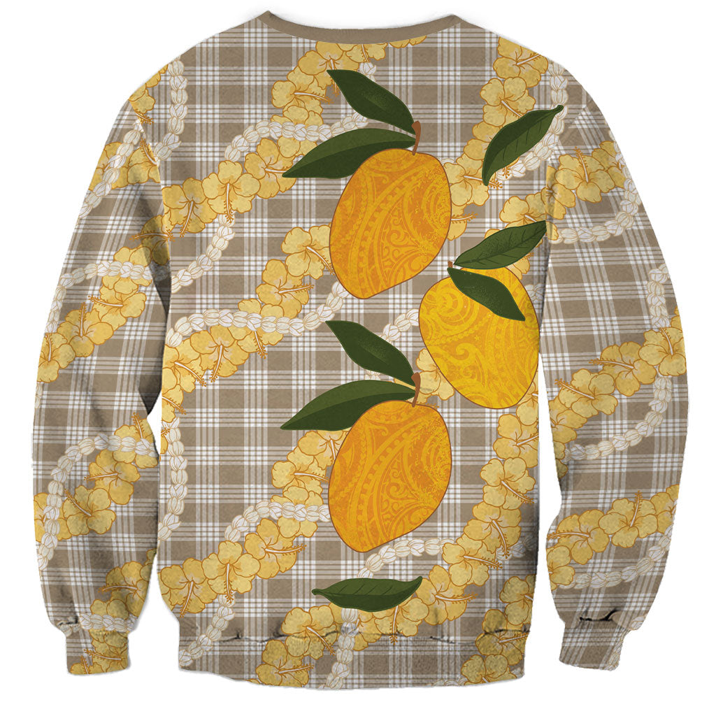 Maku'e Hawaiian Mango Palaka Sweatshirt Aloha Hibiscus Pikake Lei LT9 - Polynesian Pride