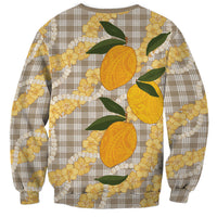 Maku'e Hawaiian Mango Palaka Sweatshirt Aloha Hibiscus Pikake Lei LT9 - Polynesian Pride
