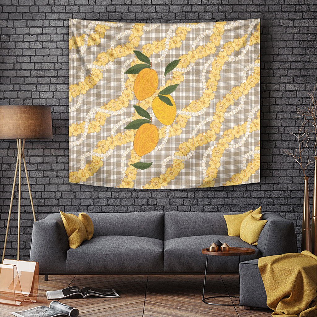 Maku'e Hawaiian Mango Palaka Tapestry Aloha Hibiscus Pikake Lei LT9 Brown - Polynesian Pride