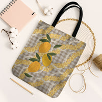 Maku'e Hawaiian Mango Palaka Tote Bag Aloha Hibiscus Pikake Lei LT9 Black Strap One Size Brown - Polynesian Pride