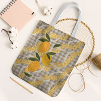 Maku'e Hawaiian Mango Palaka Tote Bag Aloha Hibiscus Pikake Lei LT9 White Strap One Size Brown - Polynesian Pride