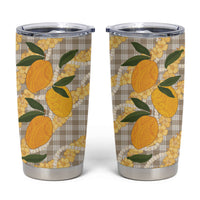 Maku'e Hawaiian Mango Palaka Tumbler Cup Aloha Hibiscus Pikake Lei LT9 Brown - Polynesian Pride