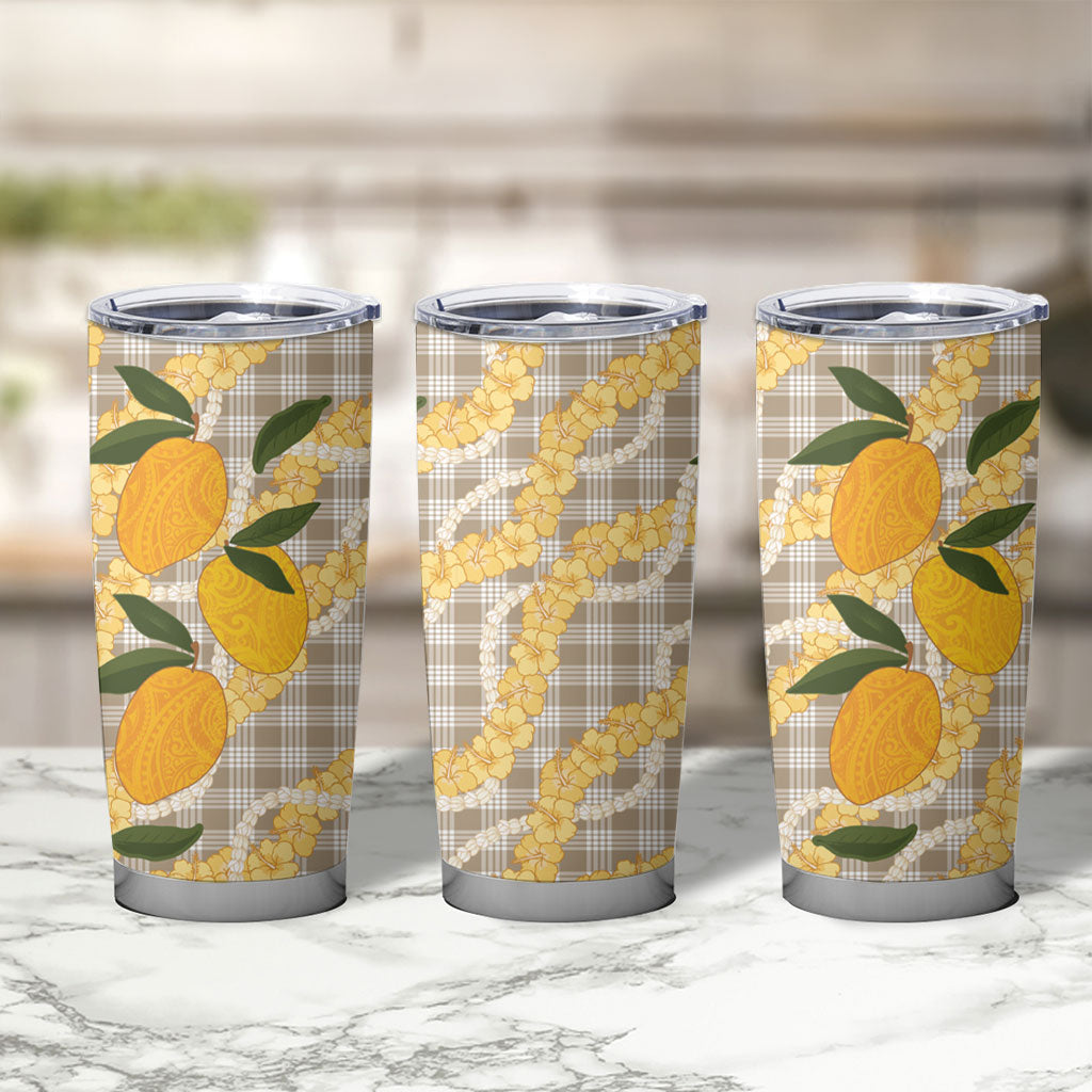 Maku'e Hawaiian Mango Palaka Tumbler Cup Aloha Hibiscus Pikake Lei LT9 - Polynesian Pride