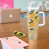 Maku'e Hawaiian Mango Palaka Tumbler With Handle Aloha Hibiscus Pikake Lei LT9 - Polynesian Pride