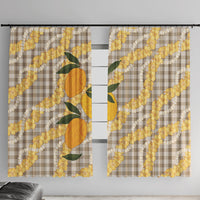 Maku'e Hawaiian Mango Palaka Window Curtain Aloha Hibiscus Pikake Lei LT9 With Hooks Brown - Polynesian Pride