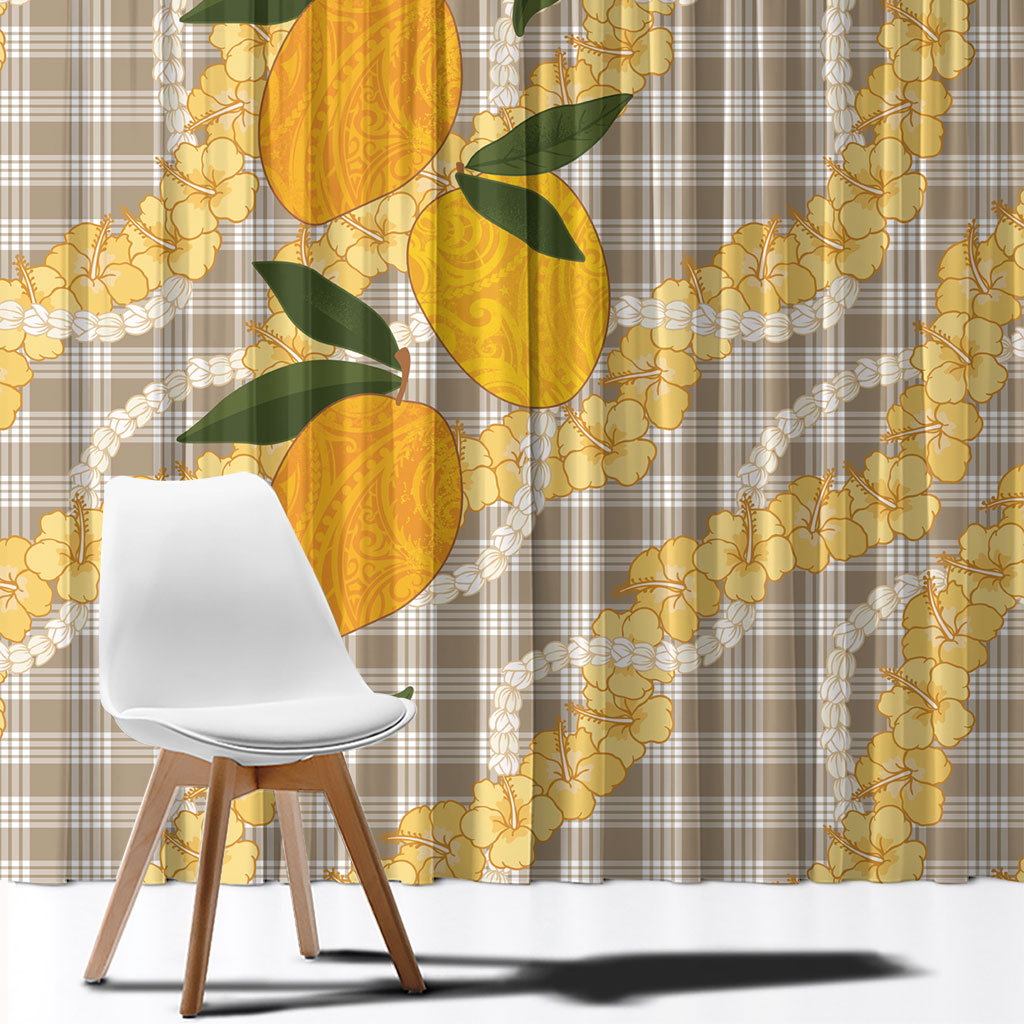 Maku'e Hawaiian Mango Palaka Window Curtain Aloha Hibiscus Pikake Lei LT9 - Polynesian Pride