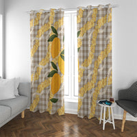 Maku'e Hawaiian Mango Palaka Window Curtain Aloha Hibiscus Pikake Lei LT9 With Grommets Brown - Polynesian Pride