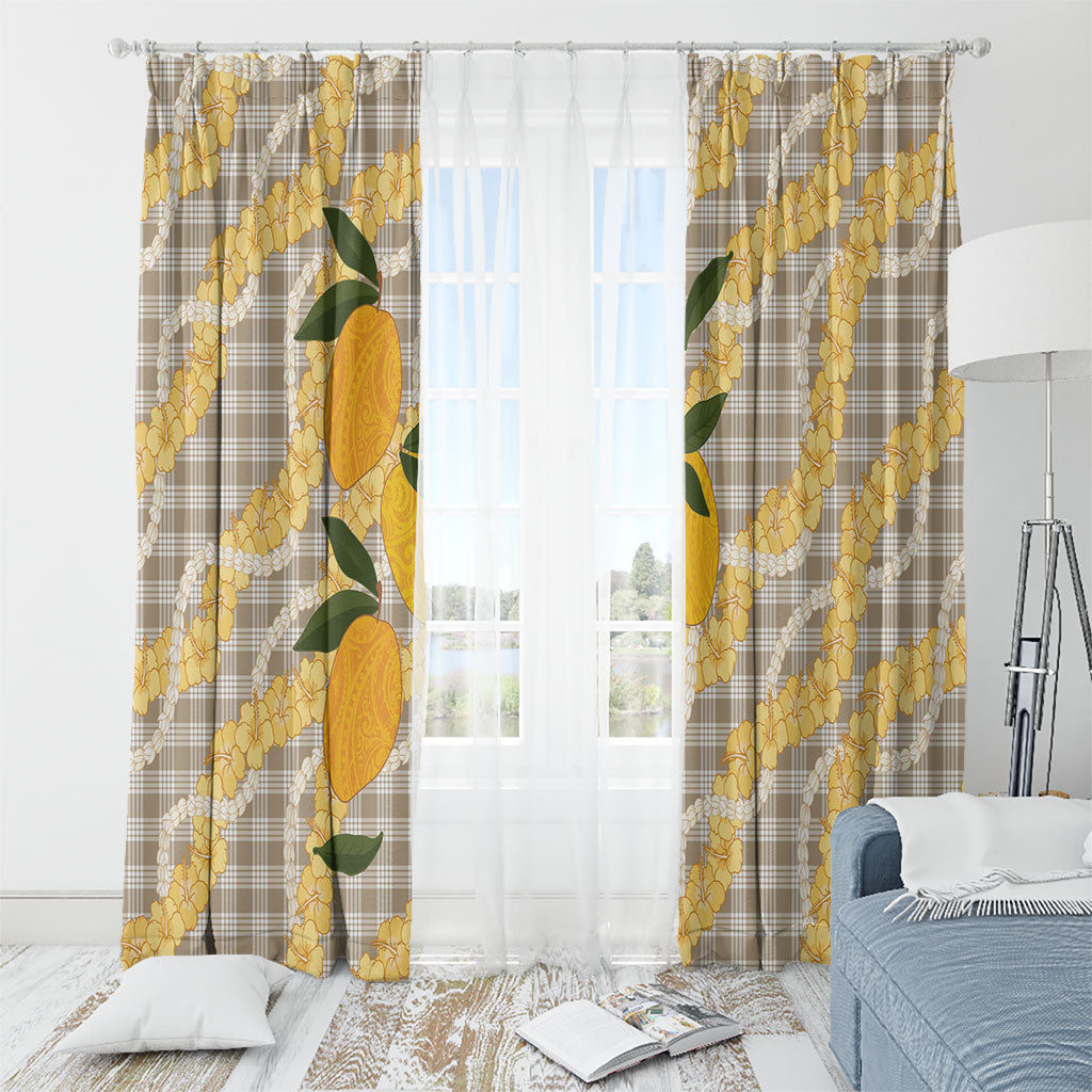 Maku'e Hawaiian Mango Palaka Window Curtain Aloha Hibiscus Pikake Lei LT9 - Polynesian Pride