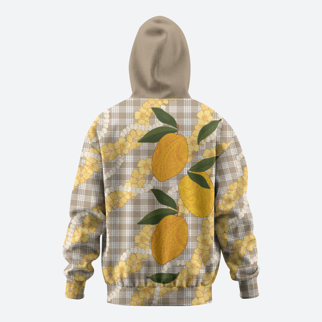 Maku'e Hawaiian Mango Palaka Zip Hoodie Aloha Hibiscus Pikake Lei LT9 - Polynesian Pride