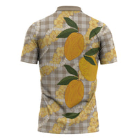 Maku'e Hawaiian Mango Palaka Zipper Polo Shirt Aloha Hibiscus Pikake Lei LT9 - Polynesian Pride