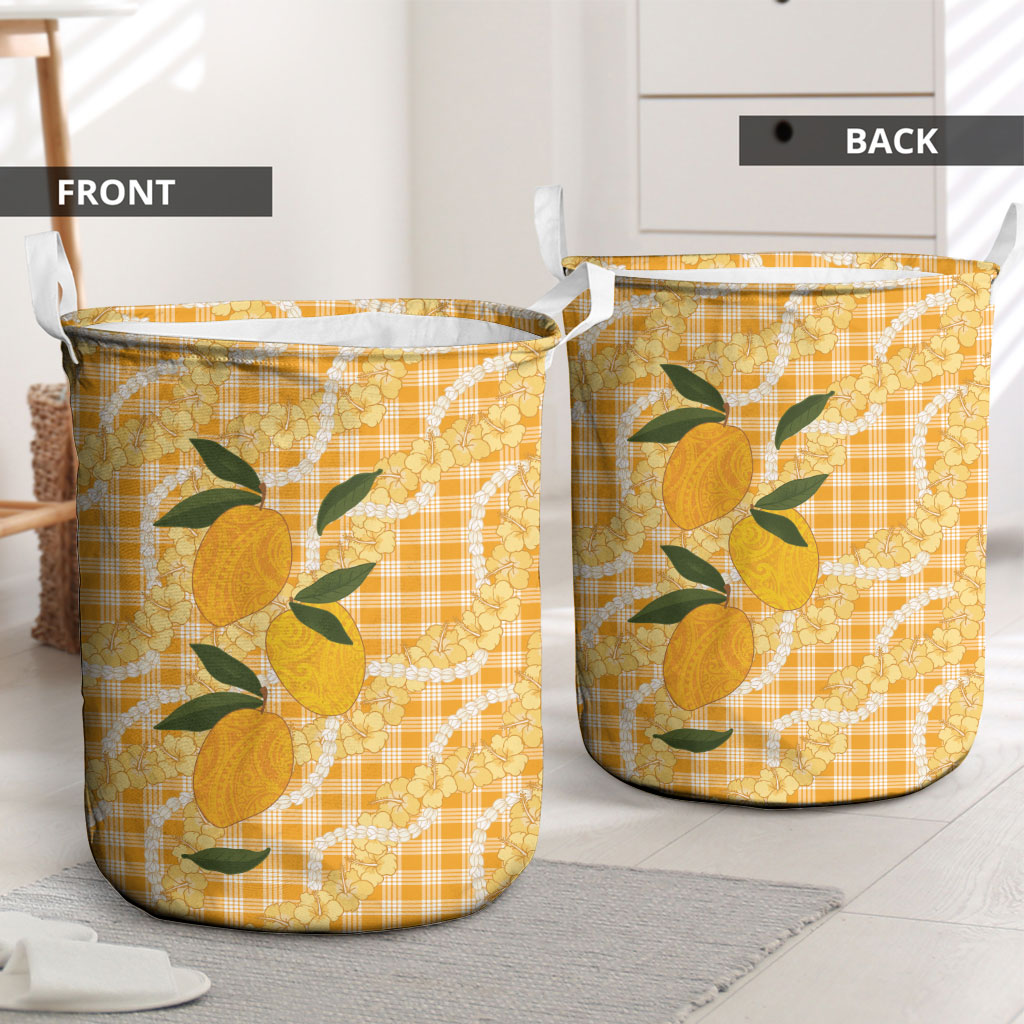 Alani Hawaiian Mango Palaka Laundry Basket Aloha Hibiscus Pikake Lei LT9 - Polynesian Pride