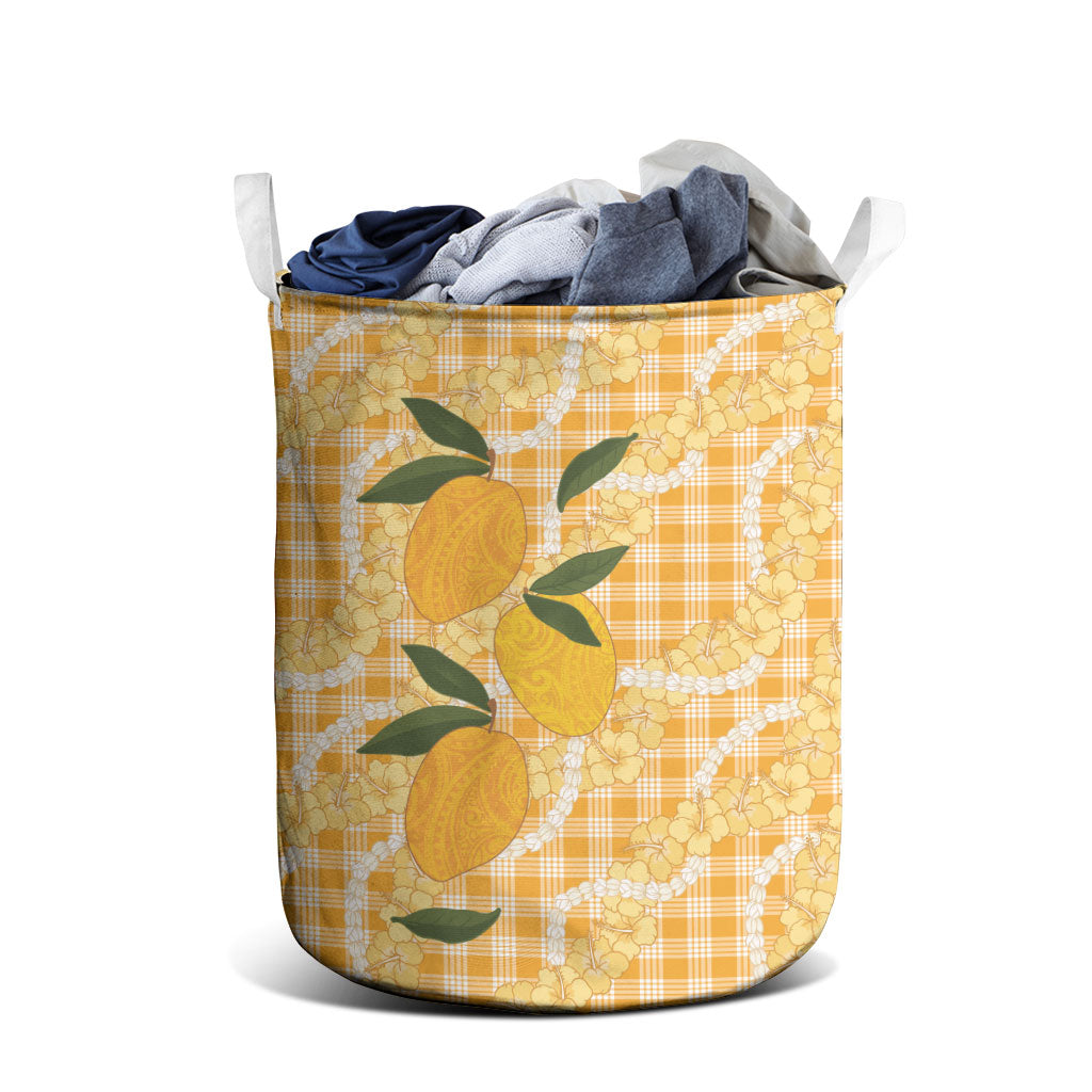 Alani Hawaiian Mango Palaka Laundry Basket Aloha Hibiscus Pikake Lei LT9 - Polynesian Pride