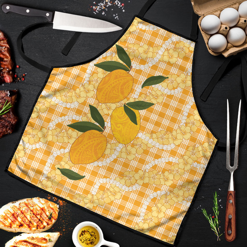 Alani Hawaiian Mango Palaka Apron Aloha Hibiscus Pikake Lei LT9 Orange - Polynesian Pride