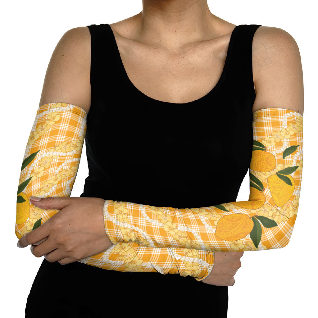 Alani Hawaiian Mango Palaka Arm Sleeves Aloha Hibiscus Pikake Lei LT9 - Polynesian Pride