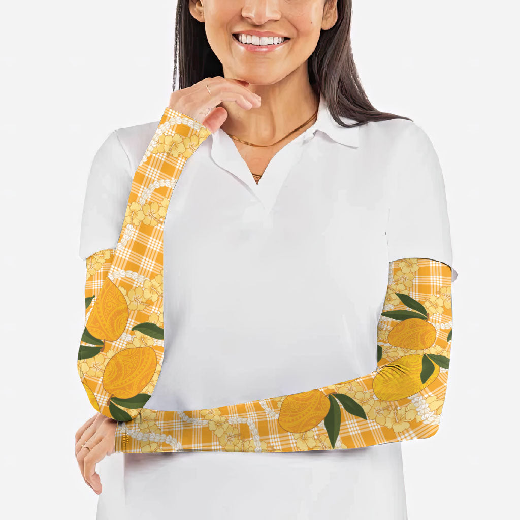 Alani Hawaiian Mango Palaka Arm Sleeves Aloha Hibiscus Pikake Lei LT9 - Polynesian Pride