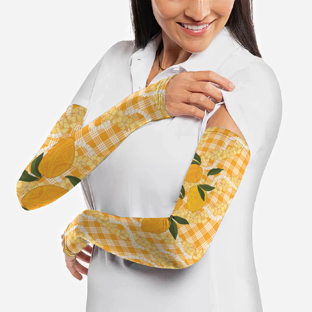 Alani Hawaiian Mango Palaka Arm Sleeves Aloha Hibiscus Pikake Lei LT9 - Polynesian Pride