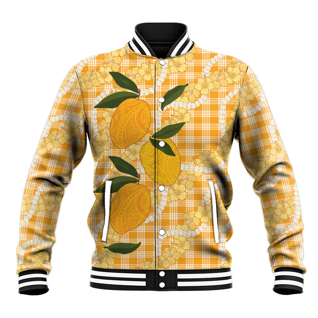 Alani Hawaiian Mango Palaka Baseball Jacket Aloha Hibiscus Pikake Lei LT9 Unisex Orange - Polynesian Pride