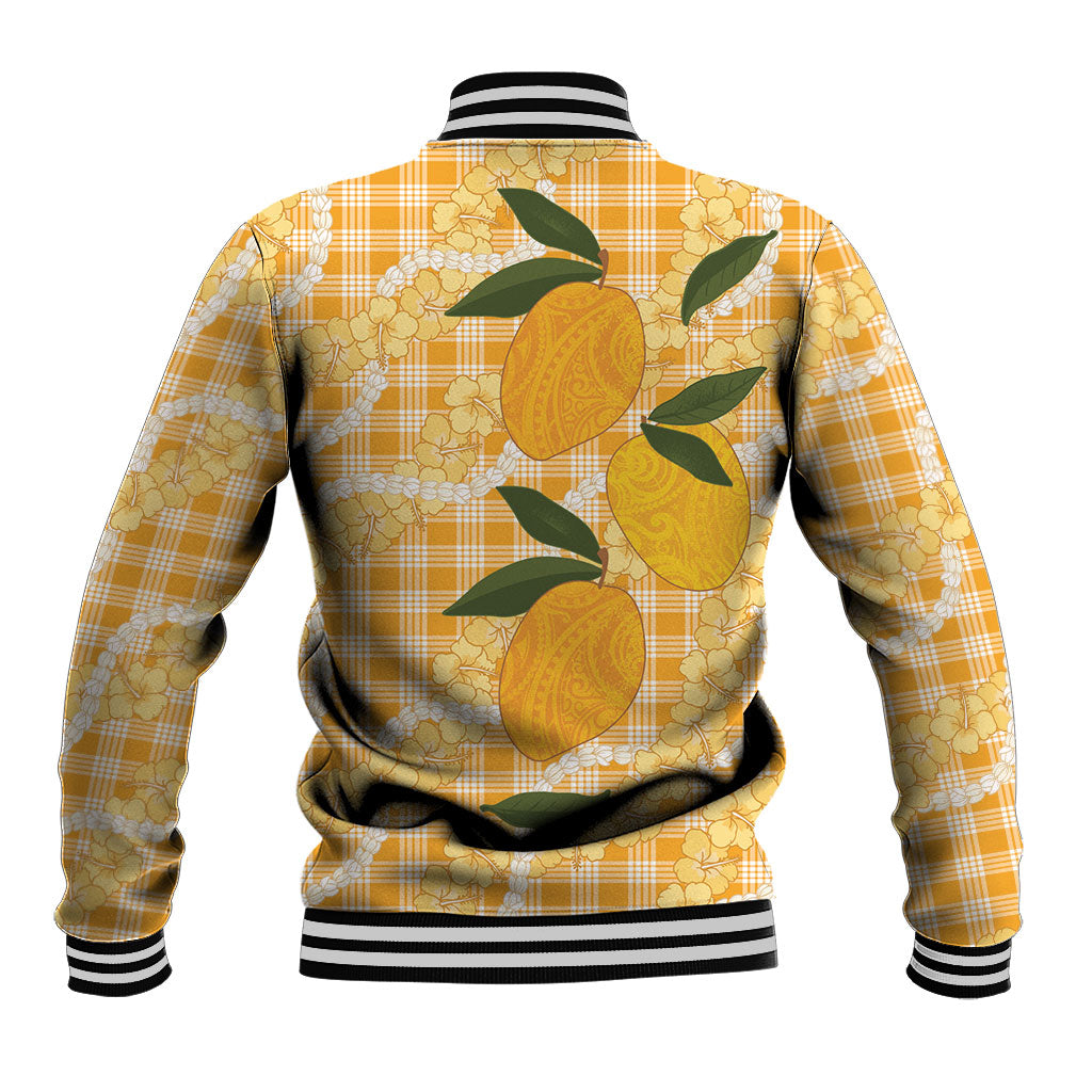 Alani Hawaiian Mango Palaka Baseball Jacket Aloha Hibiscus Pikake Lei LT9 - Polynesian Pride