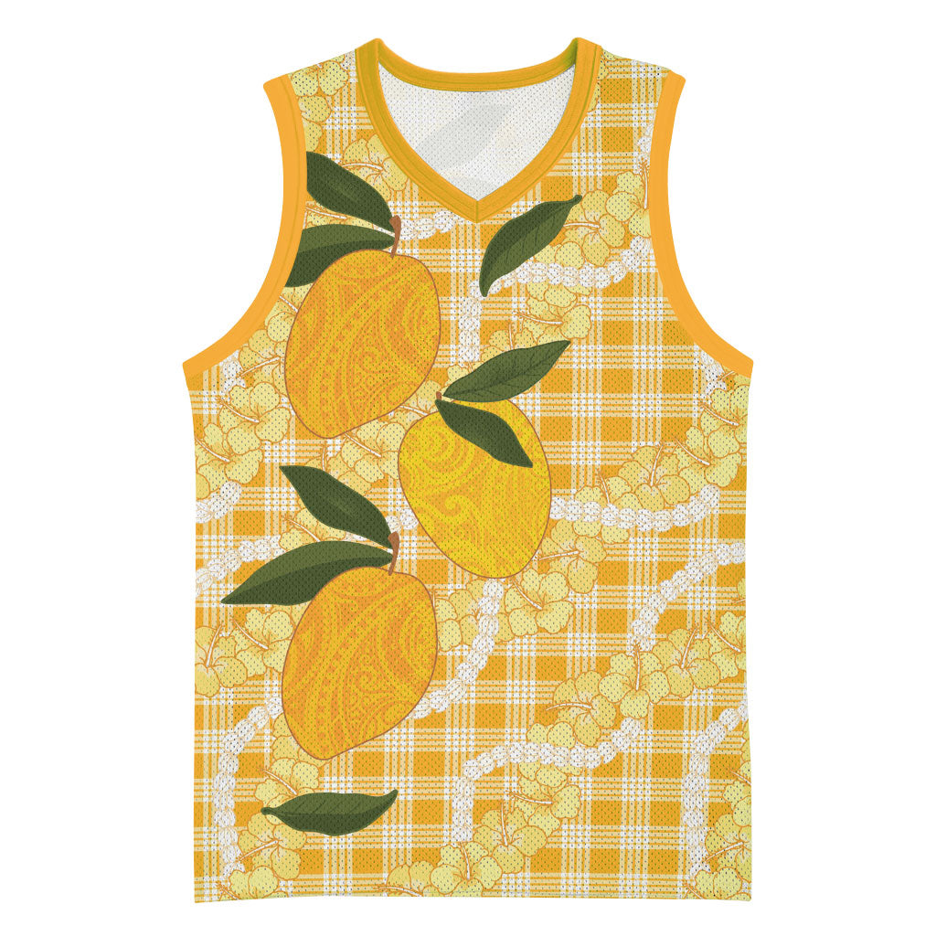 Alani Hawaiian Mango Palaka Basketball Jersey Aloha Hibiscus Pikake Lei LT9 Unisex Orange - Polynesian Pride