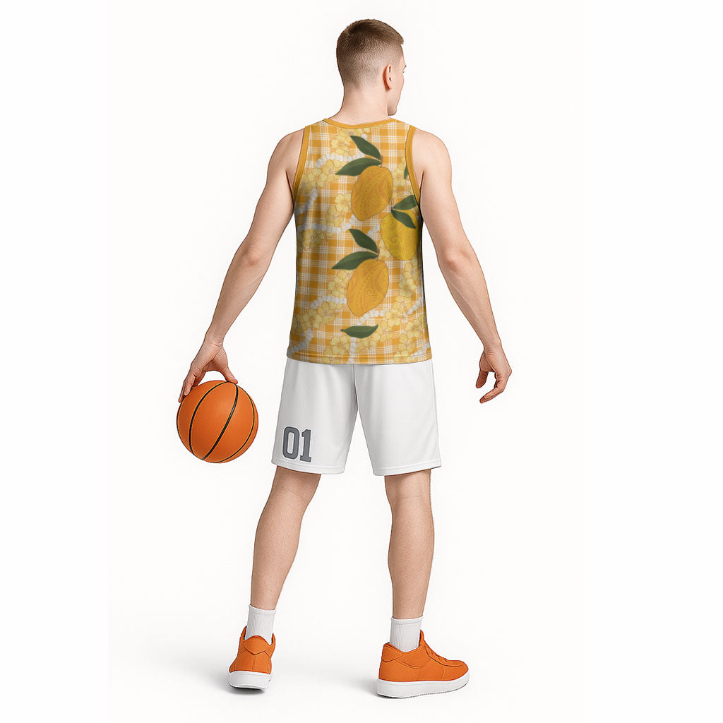 Alani Hawaiian Mango Palaka Basketball Jersey Aloha Hibiscus Pikake Lei LT9 - Polynesian Pride