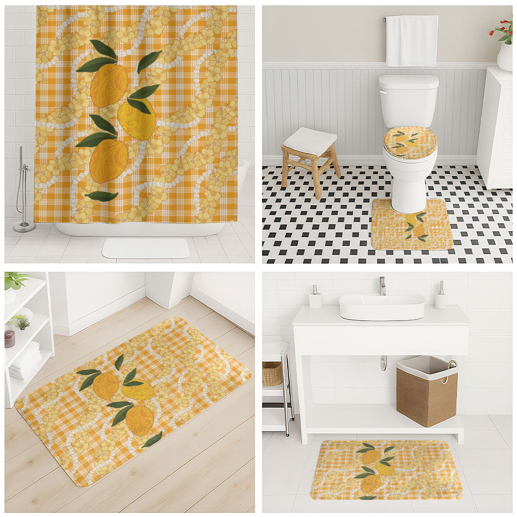 Alani Hawaiian Mango Palaka Bathroom Set Aloha Hibiscus Pikake Lei LT9 - Polynesian Pride