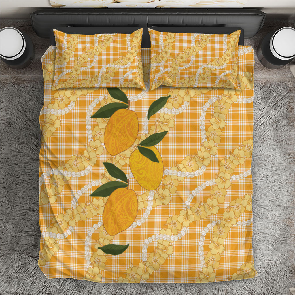 Alani Hawaiian Mango Palaka Bedding Set Aloha Hibiscus Pikake Lei LT9 Orange - Polynesian Pride