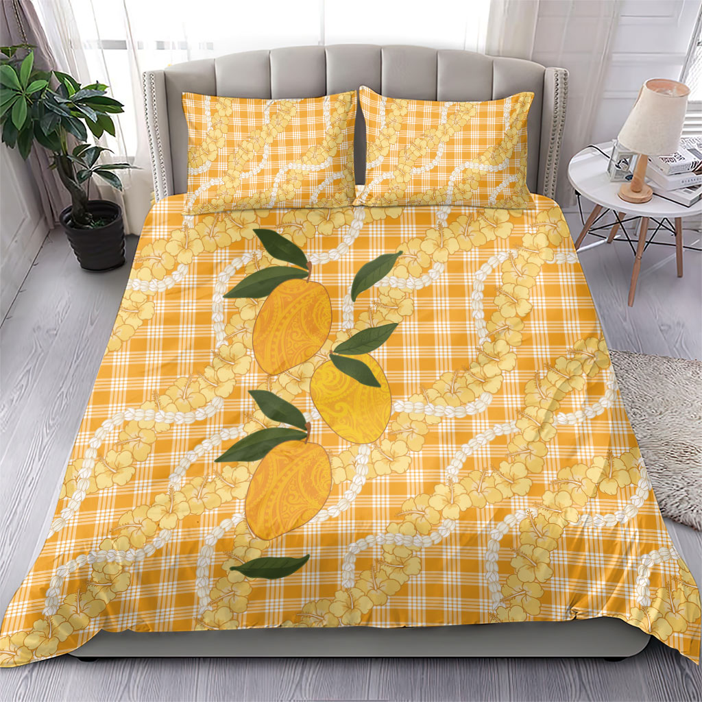 Alani Hawaiian Mango Palaka Bedding Set Aloha Hibiscus Pikake Lei LT9 - Polynesian Pride