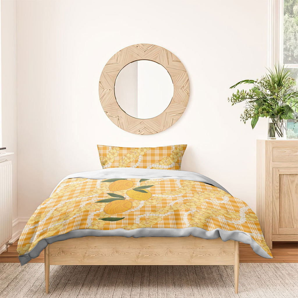 Alani Hawaiian Mango Palaka Bedding Set Aloha Hibiscus Pikake Lei LT9 - Polynesian Pride