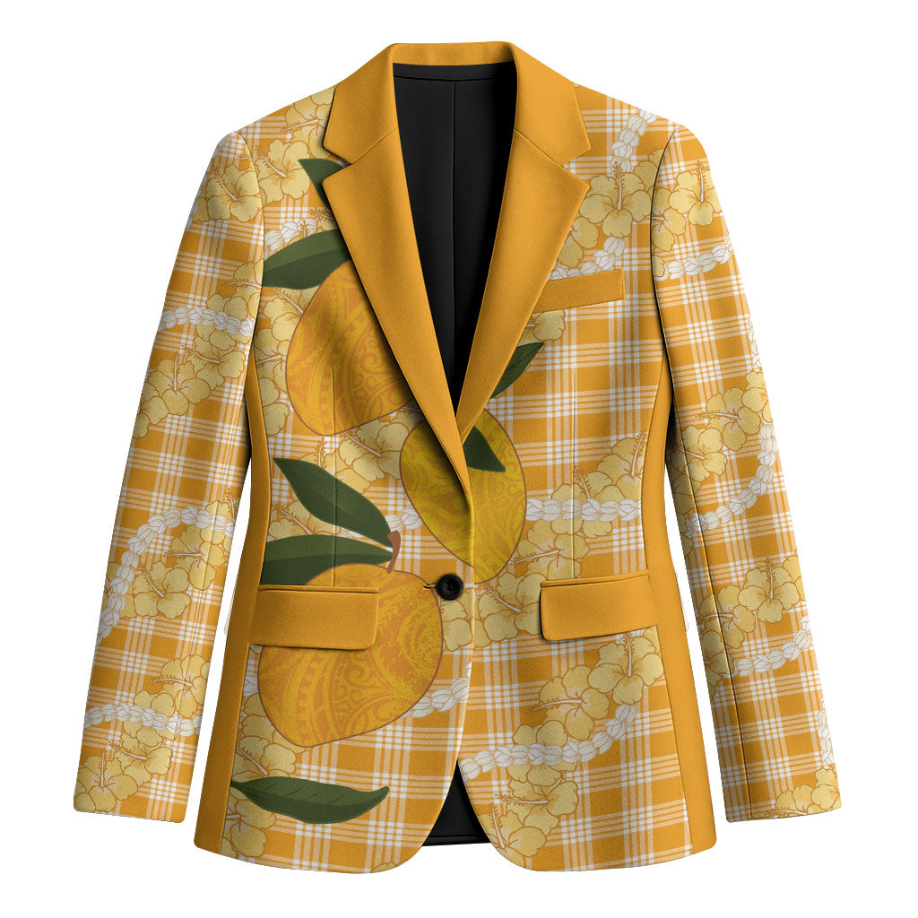 Alani Hawaiian Mango Palaka Blazer Aloha Hibiscus Pikake Lei LT9 Unisex Orange - Polynesian Pride
