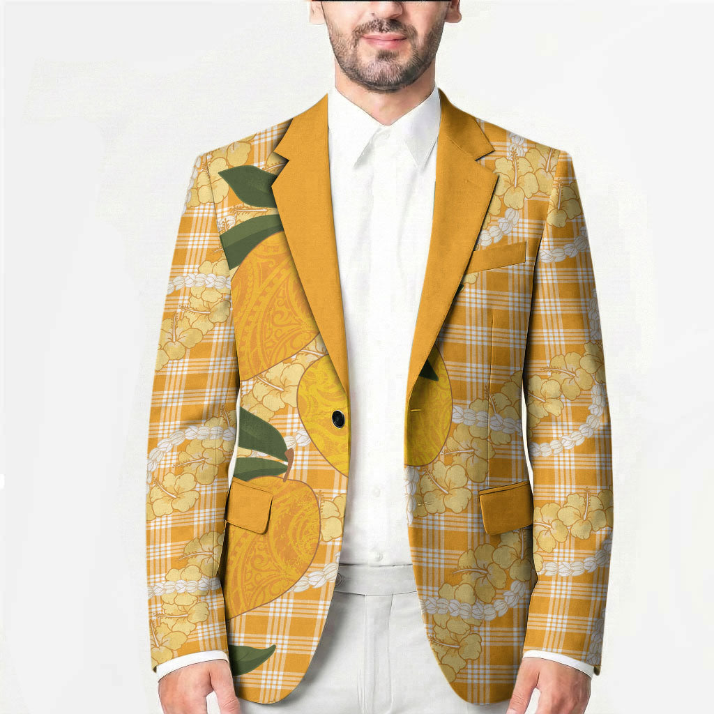 Alani Hawaiian Mango Palaka Blazer Aloha Hibiscus Pikake Lei LT9 - Polynesian Pride