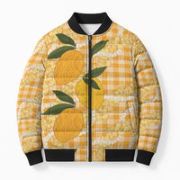 Alani Hawaiian Mango Palaka Bomber Puffer Jacket Aloha Hibiscus Pikake Lei LT9 Unisex Orange - Polynesian Pride