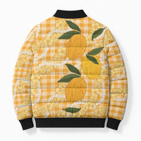 Alani Hawaiian Mango Palaka Bomber Puffer Jacket Aloha Hibiscus Pikake Lei LT9 - Polynesian Pride