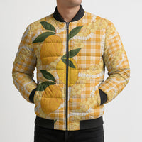 Alani Hawaiian Mango Palaka Bomber Puffer Jacket Aloha Hibiscus Pikake Lei LT9 - Polynesian Pride