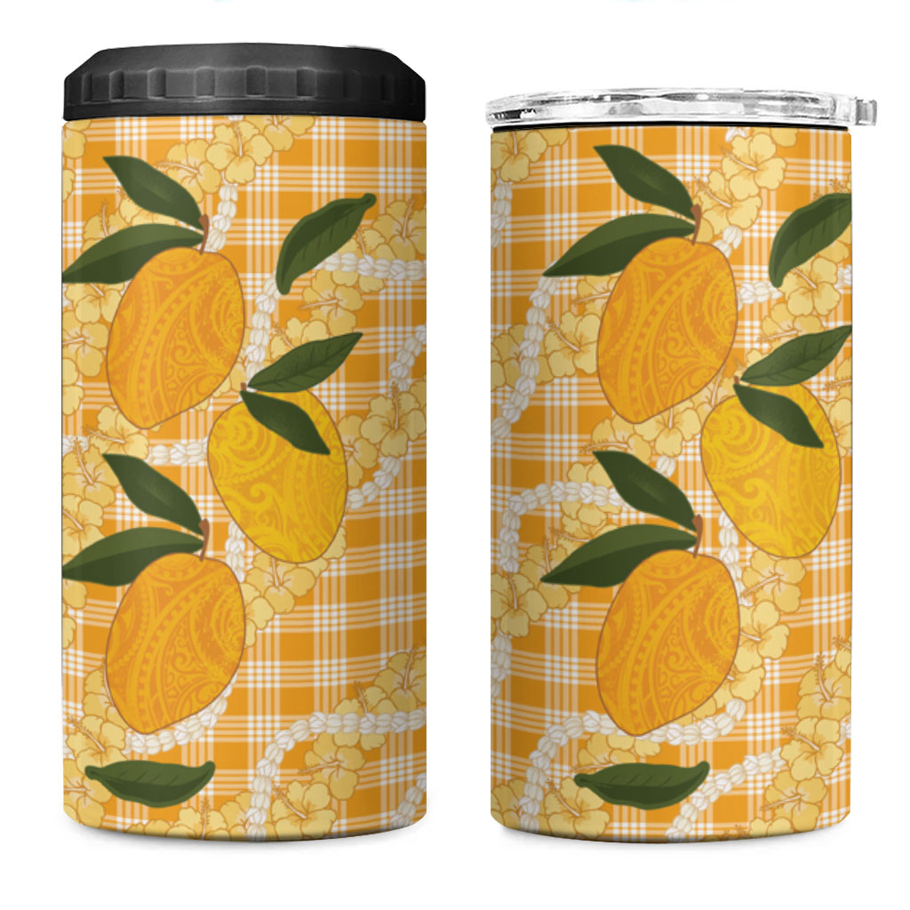 Alani Hawaiian Mango Palaka 4 in 1 Can Cooler Tumbler Aloha Hibiscus Pikake Lei LT9 One Size: 16 oz Orange - Polynesian Pride