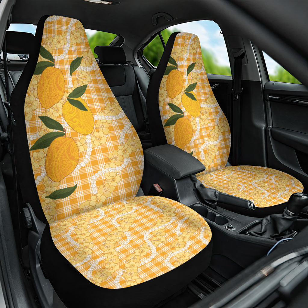 Alani Hawaiian Mango Palaka Car Seat Cover Aloha Hibiscus Pikake Lei LT9 One Size Orange - Polynesian Pride