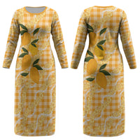 Alani Hawaiian Mango Palaka Couples Matching Long Sleeve Bodycon Dress and Hawaiian Shirt Aloha Hibiscus Pikake Lei LT9 - Polynesian Pride