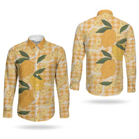 Alani Hawaiian Mango Palaka Couples Matching Off Shoulder Maxi Dress and Long Sleeve Button Shirt Aloha Hibiscus Pikake Lei LT9 - Polynesian Pride