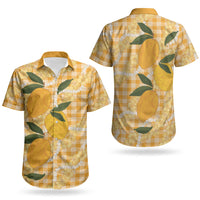 Alani Hawaiian Mango Palaka Couples Matching Off The Shoulder Long Sleeve Dress and Hawaiian Shirt Aloha Hibiscus Pikake Lei LT9 - Polynesian Pride