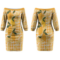 Alani Hawaiian Mango Palaka Couples Matching Off The Shoulder Long Sleeve Dress and Long Sleeve Button Shirt Aloha Hibiscus Pikake Lei LT9 - Polynesian Pride