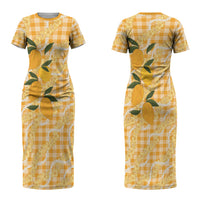 Alani Hawaiian Mango Palaka Couples Matching Short Sleeve Bodycon Dress and Hawaiian Shirt Aloha Hibiscus Pikake Lei LT9 - Polynesian Pride