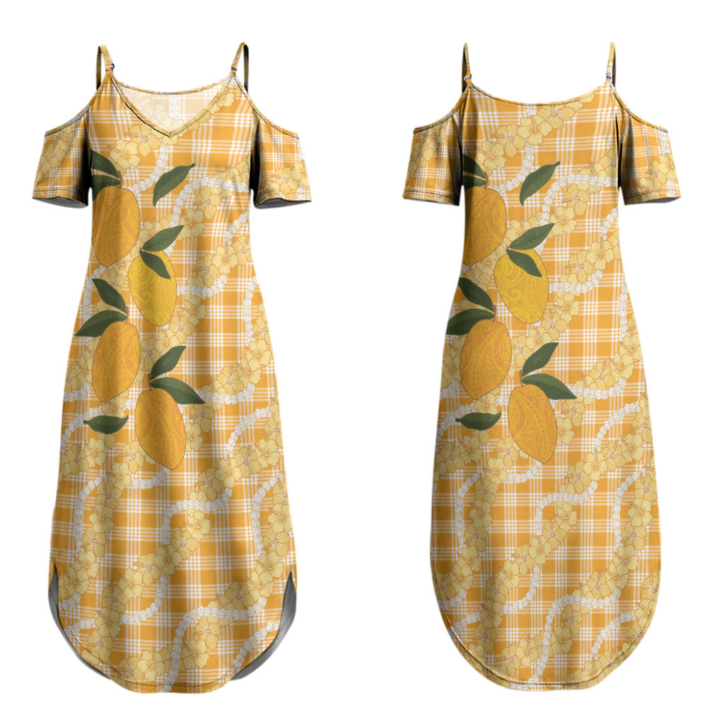Alani Hawaiian Mango Palaka Couples Matching Summer Maxi Dress and Long Sleeve Button Shirt Aloha Hibiscus Pikake Lei LT9 - Polynesian Pride