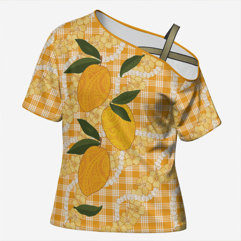 Alani Hawaiian Mango Palaka Cross Shoulder Shirt Aloha Hibiscus Pikake Lei LT9 Female Orange - Polynesian Pride