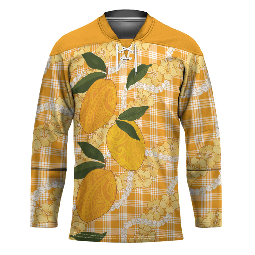 Alani Hawaiian Mango Palaka Hockey Jersey Aloha Hibiscus Pikake Lei LT9 Unisex Orange - Polynesian Pride