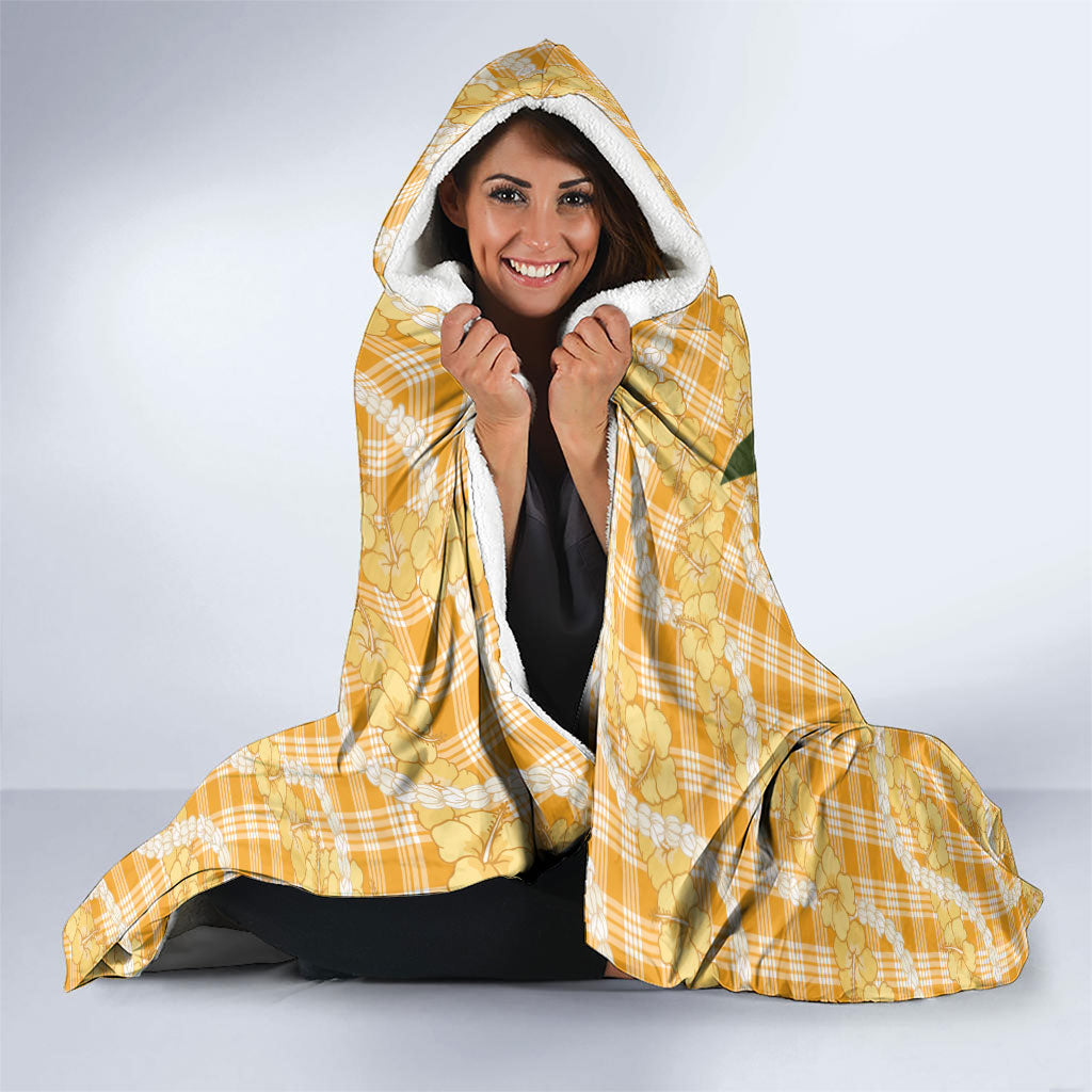 Alani Hawaiian Mango Palaka Hooded Blanket Aloha Hibiscus Pikake Lei LT9 - Polynesian Pride